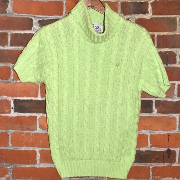  Vintage Lilly Pulitzer Cable Knit Turtleneck Short Sleeve Sweater Size M* - Picture 1 of 6
